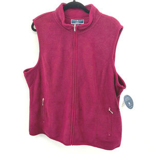 NWT Karen Scott Plus Size 1X Deep Red Fleece Vest